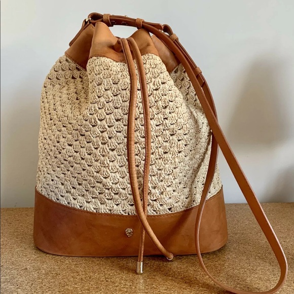 Helen Kaminski Bags Helen Kaminski Woven Raffia Leather Bucket Bag
